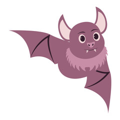 Cute Bat Cartoon Character. Isolated on White Background.