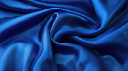 Obraz premium Royal Blue Satin Texture: The luxurious and soft sheen of a deep royal blue satin fabric captures the eye, with its smooth, flowing folds and captivating texture. 