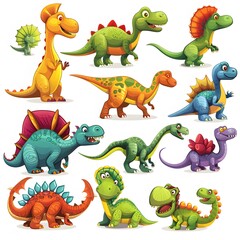 Obraz premium Colorful Cartoon Dinosaurs Collection for Children’s Education and Fun