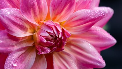 Fototapeta premium pink dahlia with drops of water close up