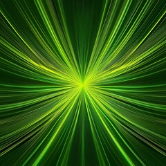 Asymmetric green light burst. abstract beautiful rays of lights on a dark green background with the colors of green and yellow.