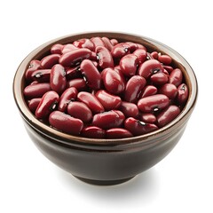 Red kidney beans in a dark bowl on a white background