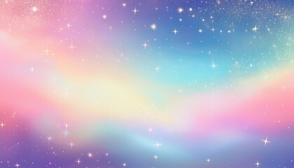 A pastel rainbow unicorn background including sparkling stars. A hazy, pink fantasy sky. Charming holographic area. Fairy iridescent gradient backdrop Backgrounds