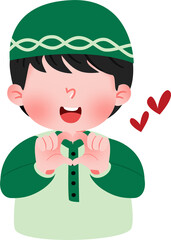 Cheerful Boy Making Heart Gesture