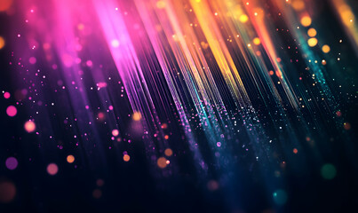 Colorful Abstract Light Pattern with Sparkling Bokeh and Dynamic Vertical Stripes in a Luminous and Dreamy Atmosphere