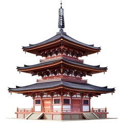 Obraz premium Traditional Asian Pagoda Structure with Elegant Red and Black Design
