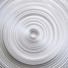 Concentric randomly offset white rings or circles steps fading out background wallpaper banner, close up flat lay top view from above. abstract modern minimal white background