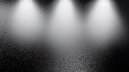 High-contrast abstract gradient background with spotlight effect from upper left corner on dark surface. Dramatic black and light gray tones with deep shadows and bright highlights, creating a moody a
