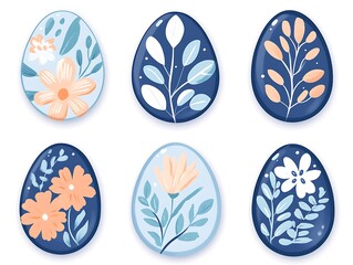 Fototapeta premium Floral Easter Eggs Design Set