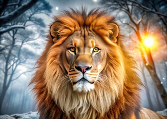 Low Light Barbary Lion 6662: Majestic Nocturnal Wildlife Photography
