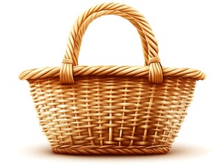 Woven picnic basket on white