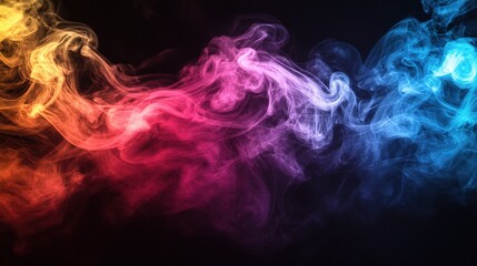 Obraz premium Vibrant Vapor Waves: An abstract composition of flowing, multi-colored vapor, swirling and dancing across a dark backdrop, evoking a sense of energy and fluidity.