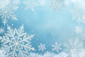 Textured winter snowflake background with space for text