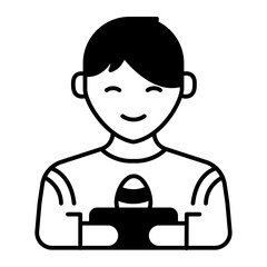 Boy hold egg black icon