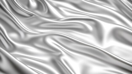 Fototapeta premium Silver fabric with smooth, flowing folds and wrinkles.