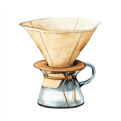 Artistic depiction of a coffee filter and pitcher setup, perfect for brewing a delicious cup of coffee.
