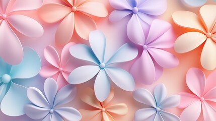 Fototapeta premium Floral Fantasy: A pastel dreamscape unfolds, a symphony of soft hues and delicate petals, inviting viewers into a world of beauty and tranquility.