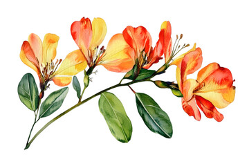 Watercolor Floral Arrangement With Orange And Yellow Flowers