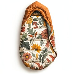 Colorful floral sleeping bag ideal for outdoor adventures and camping, featuring autumn-inspired patterns.
