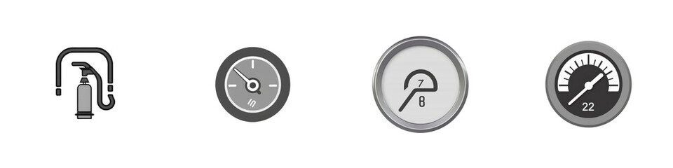 Gauge set, pressure,  indicator, system isolated on white or transparent