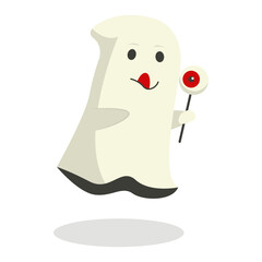 Illustration of Spooky Halloween Ghost. Vector Character.