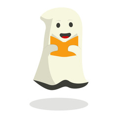 Illustration of Spooky Halloween Ghost. Vector Character.