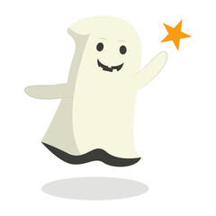 Illustration of Spooky Halloween Ghost. Vector Character.