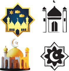 Islamic religion vector set 