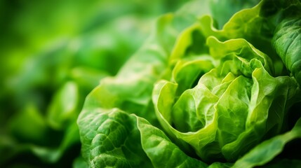 Obraz premium Fresh Butterhead Lettuce in Close-Up, Showcasing Nature's Vibrant Beauty and Delicate Texture 