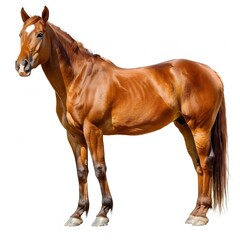 Obraz premium Majestic chestnut horse standing confidently on a white background
