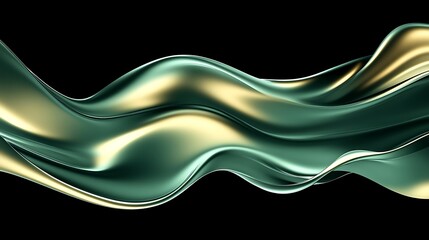 Abstract green and gold metallic wave.