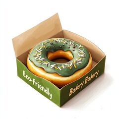 Eco-friendly donut presented in a stylish box, showcasing indulgence and sustainability in modern baking.