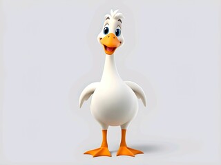 Goose swan duck cute cartoon 3d illustration, isolated on background