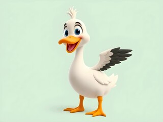 Goose swan duck cute cartoon 3d illustration, isolated on background