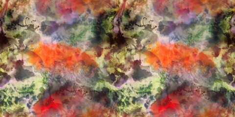 Multicolour space dyed marble seamless border art Endless edging texture background. Vivid mottled marl effect ombre home decor design. For tie dye and surface fashion ribbon trim.