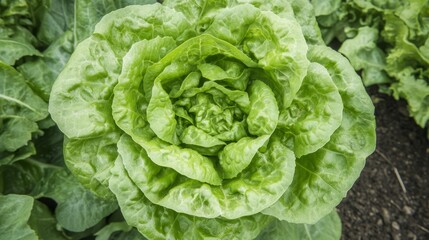Fresh Butterhead Lettuce in Close-Up, Showcasing Nature's Vibrant Beauty and Delicate Texture
