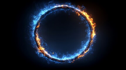 Fiery blue and orange ring of fire.