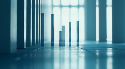 Fototapeta premium Minimalist Financial Dashboard with Bar Charts and Trend Graphs in Soft Blue