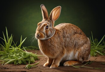 Fototapeta premium There's a rabbit sitting in the dirt