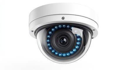 Surveillance camera.  Modern security camera with a lens and LEDs