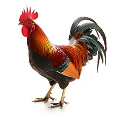 Fototapeta premium Vibrant Rooster with Colorful Feathers Displaying Majestic Presence