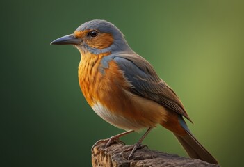 Fototapeta premium There's a little bird sitting on a stump