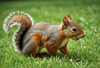 Fototapeta premium There's a squirrel standing in the grass