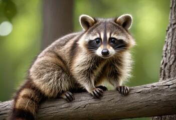 Obraz premium There's a raccoon sitting on a branch