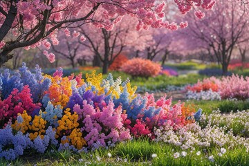 Fototapeta premium Captivating Multicolored Spring Blossoms in Nature's Beauty
