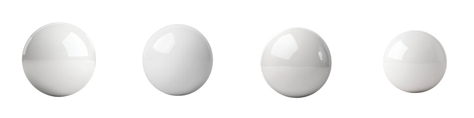 A group of perfectly smooth white spherical balls displayed in a minimalist symmetrical arrangement