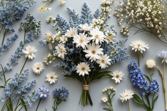 Silver Strawflower Flat Lay for Spring and Summer Invitations