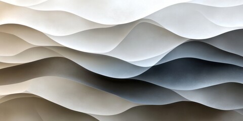 Abstract composition shows layered paper in different grayscale shades