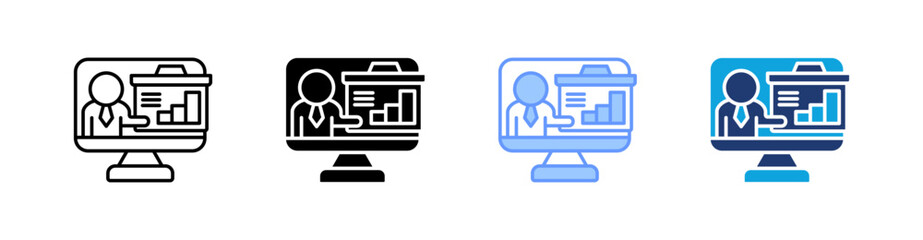 Online Class Multi Style Icon Set Vector 