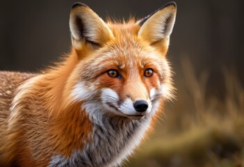 Fototapeta premium There is a close-up of a fox with very large eyes